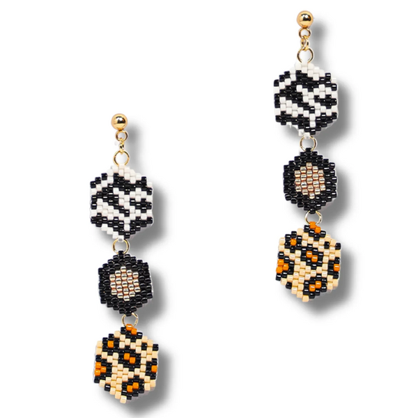 Jenni & Janki Handcrafted Miyuki Leopard Earrings with Necklace