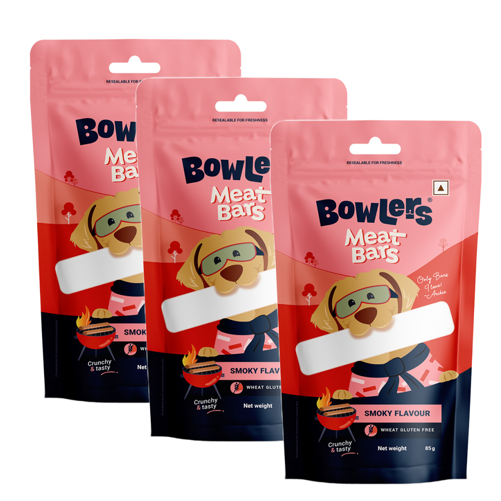 Bowlers Smoked Flavour Meat Bars Dog Treats Dog Treats + Others Bowlers 3x85g