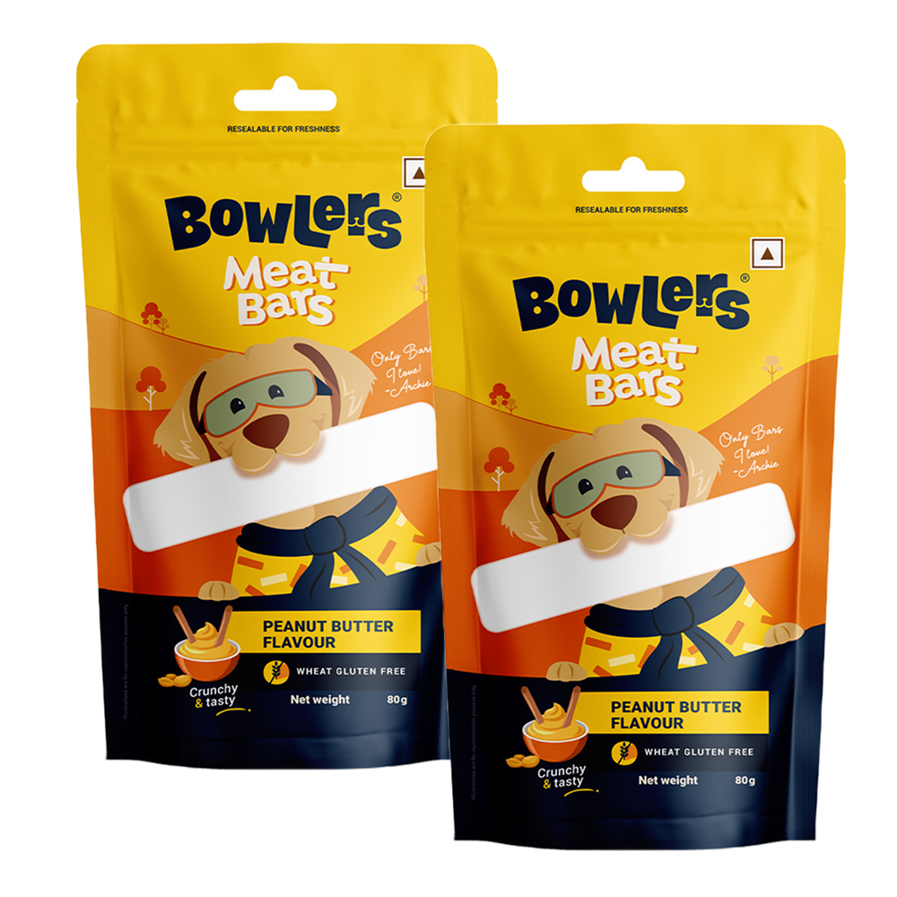 Bowlers Peanut Butter Flavour Meat Bars Dog Treats Dog Treats + Others Bowlers 2x80g