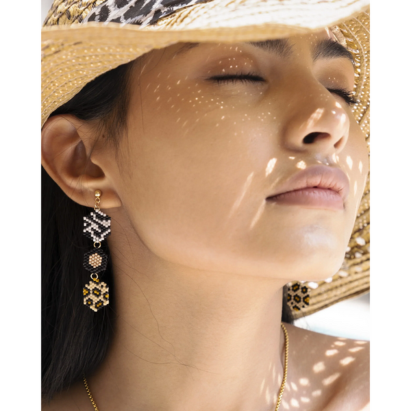 Jenni & Janki Handcrafted Miyuki Leopard Earrings