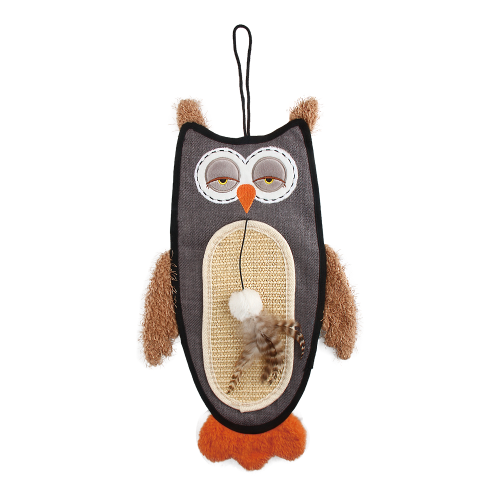 GiGwi Cat Scratcher with Catnip Owl Toy for Cats (Brown) Cats-Toys GiGwi 23in