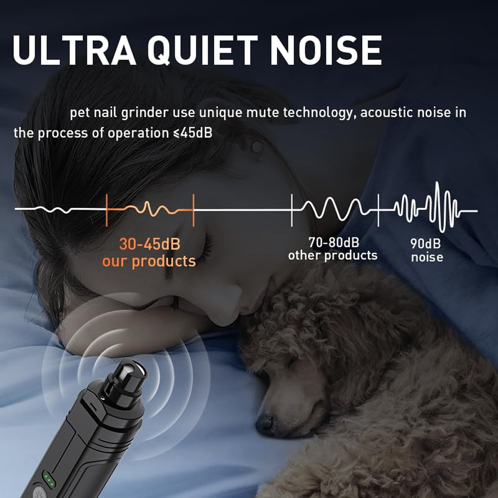 PetVogue 3 Speed Rechargeable Nail Grinder for Dogs and Cats (Black) Both-Grooming Supplies Pet Vogue