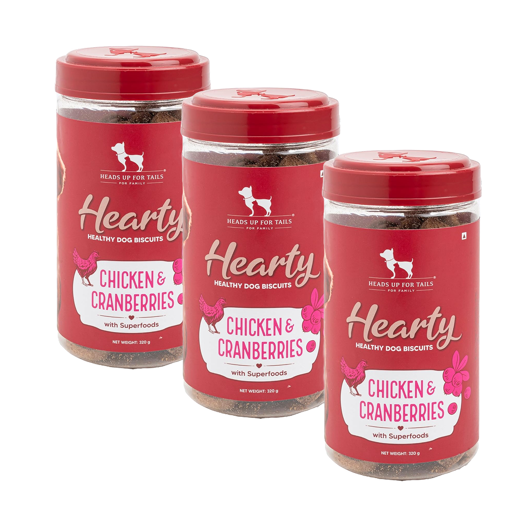 HUFT Hearty Chicken & Cranberries Healthy Biscuit Dog Treats Dog Treats + Others Heads Up for Tails 3x320g