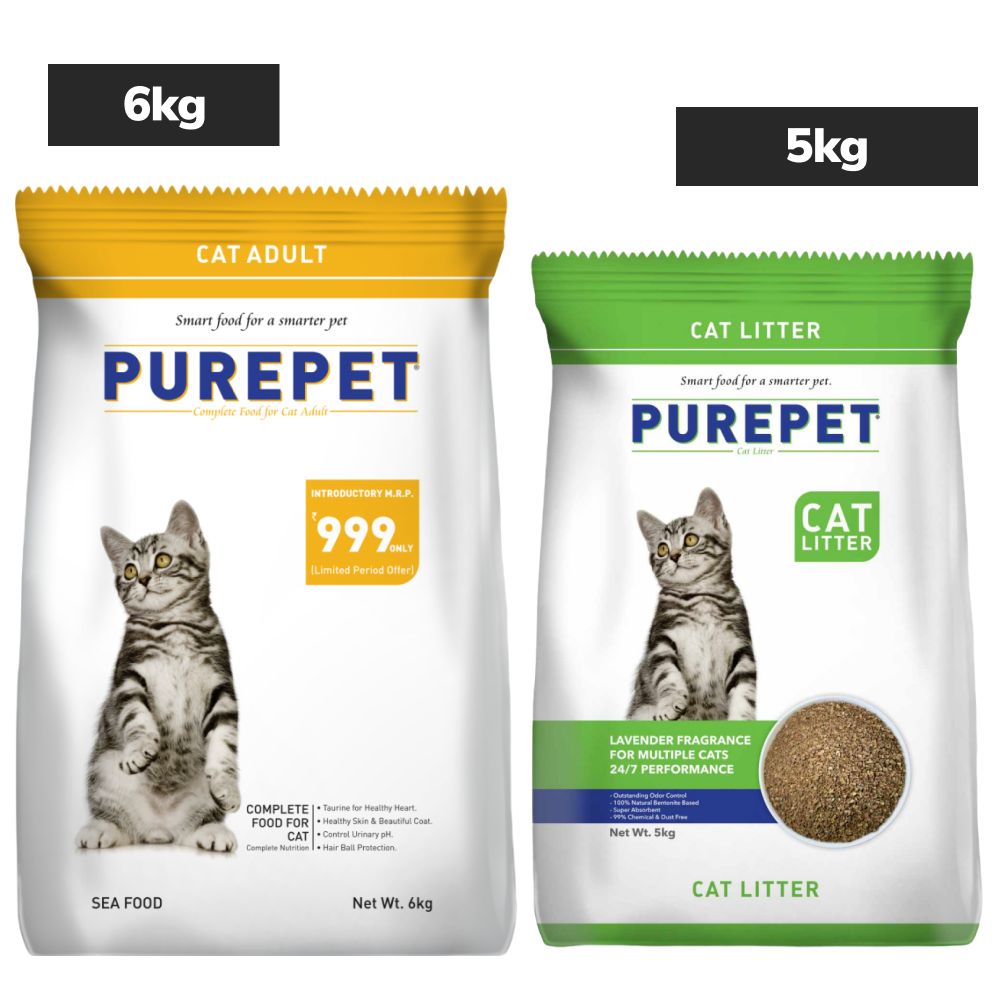 Purepet Seafood Adult Cat Dry Food Cats- Dry food Purepet 6kg+5kg Litter