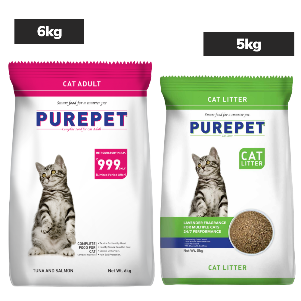 Purepet Tuna and Salmon Adult Cat Dry Food Cats- Dry food Purepet 6kg+5kg Litter