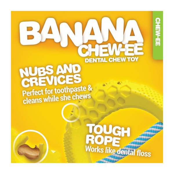 JW Banana Chew ee Dental Toy for Dogs (Yellow)