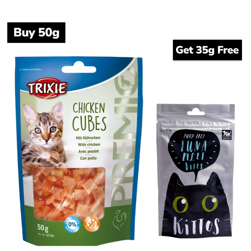 Trixie Premio Chicken Cubes & Tuna Filet Bites Cat Treats Cats-Treats & Others Exclusive Combo 50g+35g Free