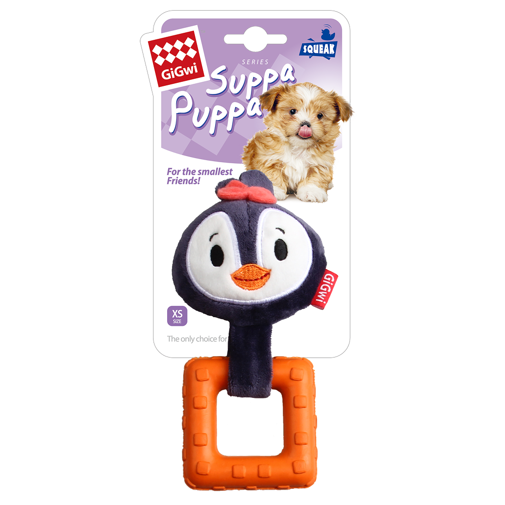 GiGwi Suppa Puppa Penguin Squeaker inside Plush TPR Toy for Dogs Dogs-Toys GiGwi