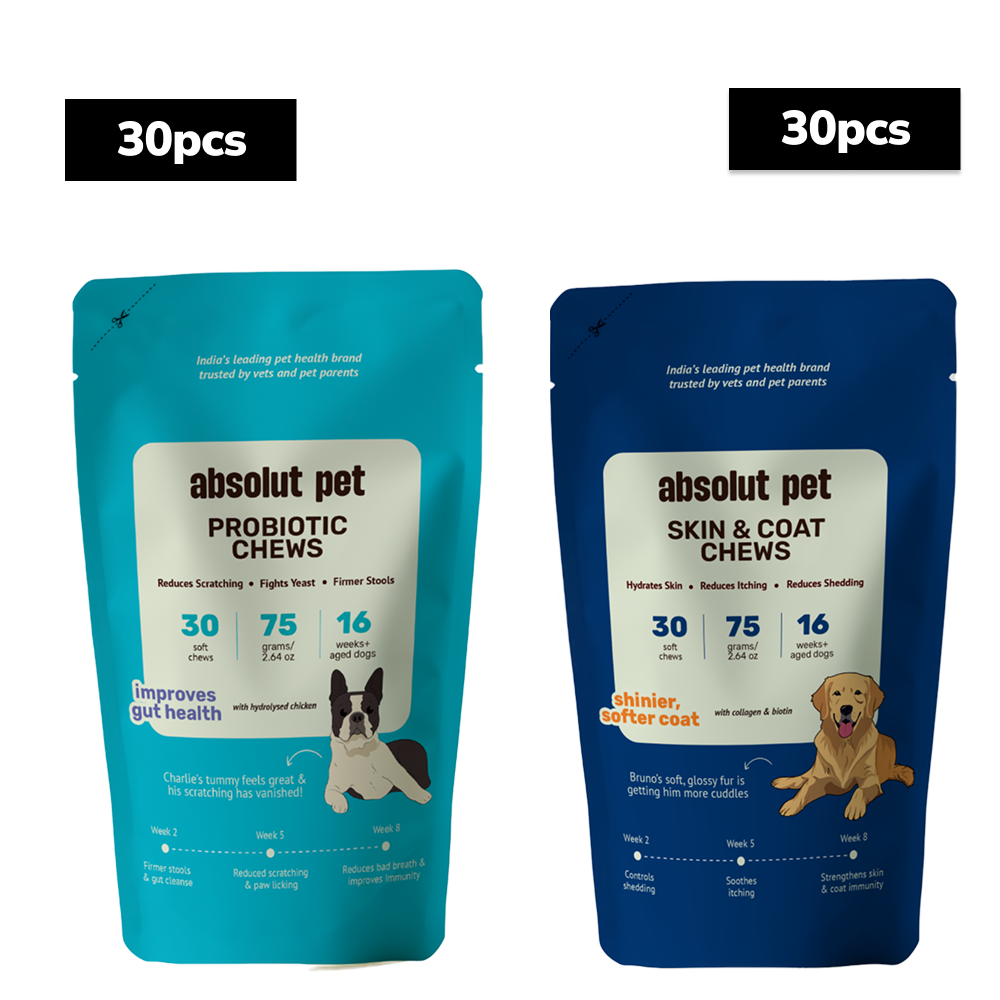 Absolut Pet Probiotics Gut Skin Coat Support Collagen and Biotin Health Dog Supplement Dogs-Health & Wellness Absolut Pet 30pcs+30pcs