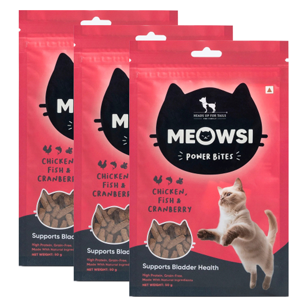 HUFT Meowsi Grain Free Chicken, Fish & Cranberry Power Bites Cat Treats Cats-Treats & Others Heads Up for Tails 3x50g