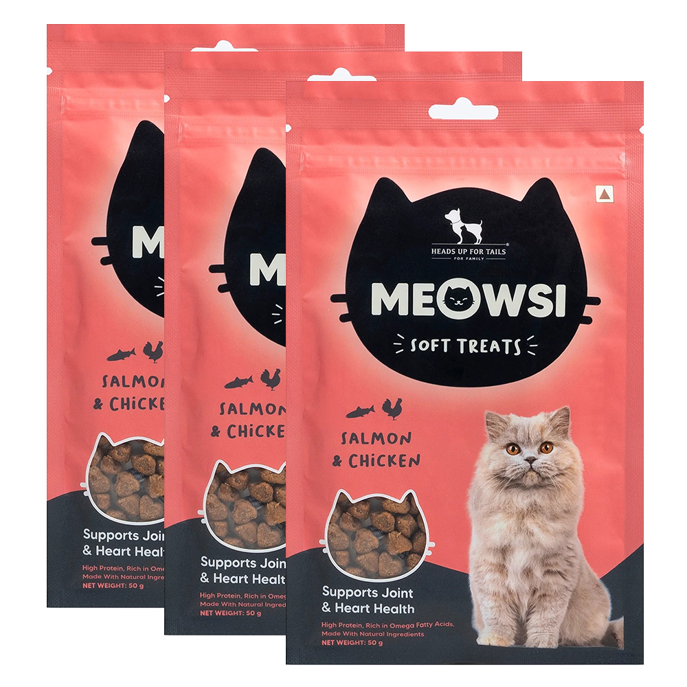 HUFT Meowsi Salmon & Chicken Soft Cat Treats Cats-Treats & Others Heads Up for Tails 3x50g
