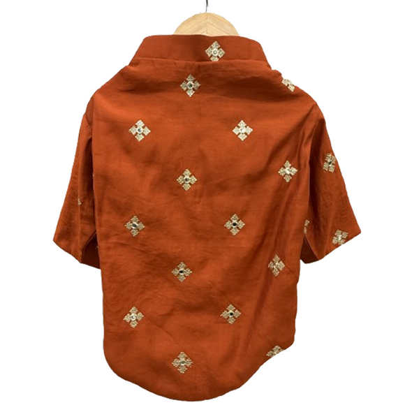 The Papaw Cartel Butta Festive Embroidered Kurta for Dogs & Cats (Orange)
