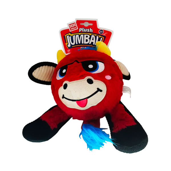 GiGwi Plush Jumball Bull Toy for Dogs (Red)
