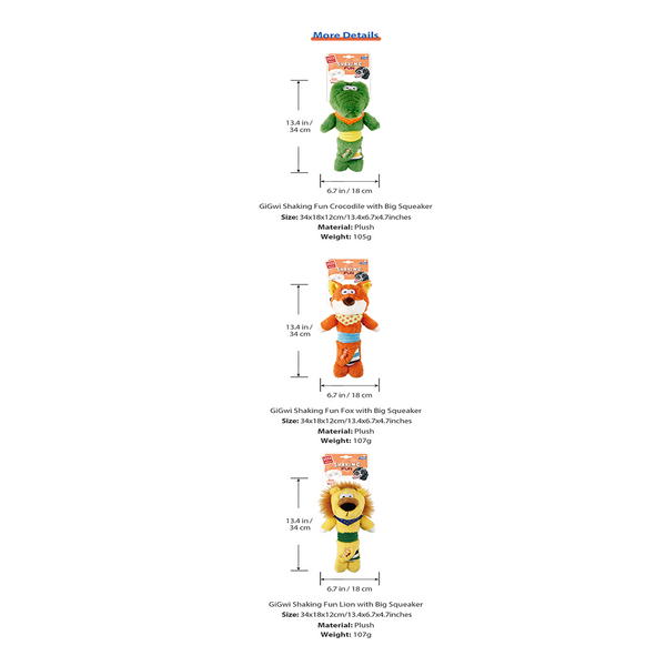 GiGwi Shaking Fun Fox Toy for Dogs (Orange)