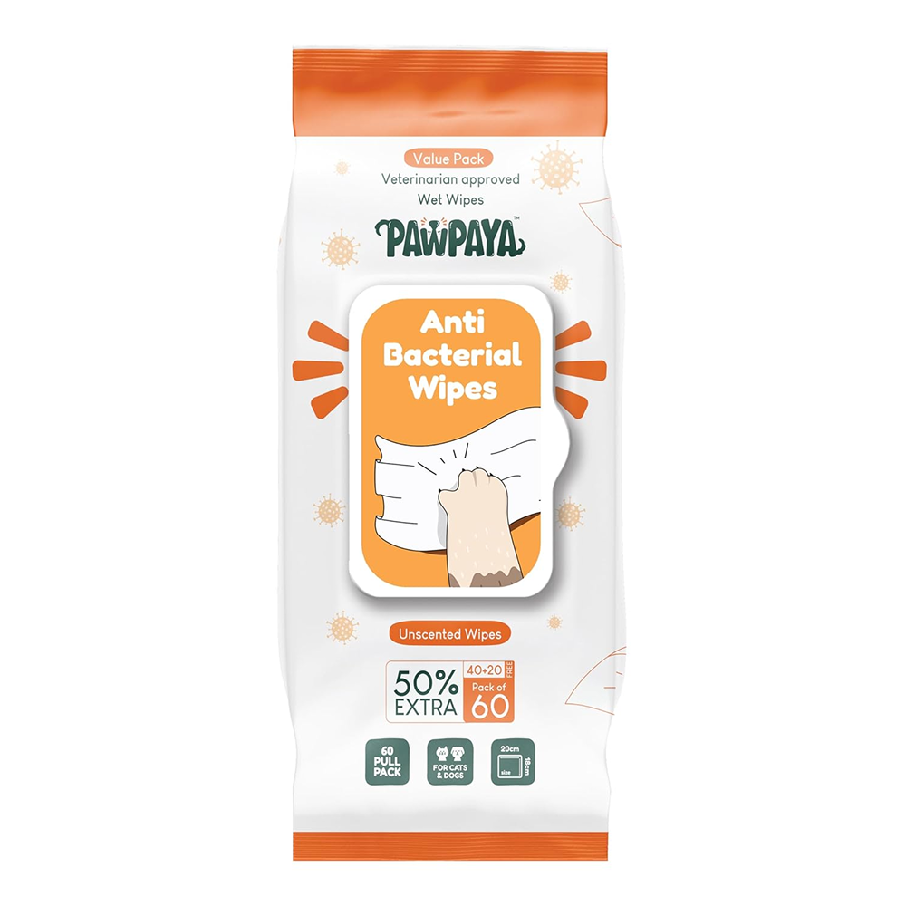 Pawpaya Antibacterial wipes for Dogs and Cats Rewards Both-Grooming Supplies Pawpaya 60pcs