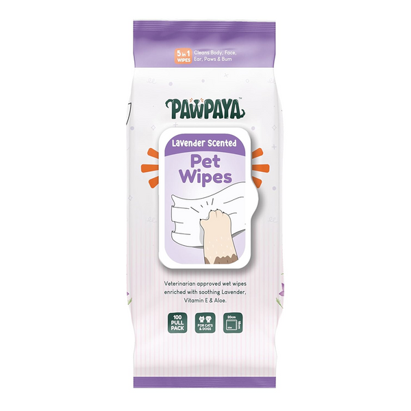 Pawpaya Lavender Scented Wipes for Dogs and Cats