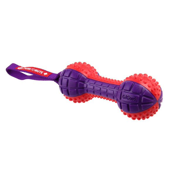 GiGwi Push To Mute Dumbell Toy for Dogs (Red)