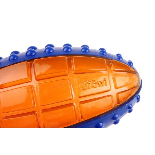 GiGwi Push To Mute Rugby Ball Toy for Dogs (Orange)