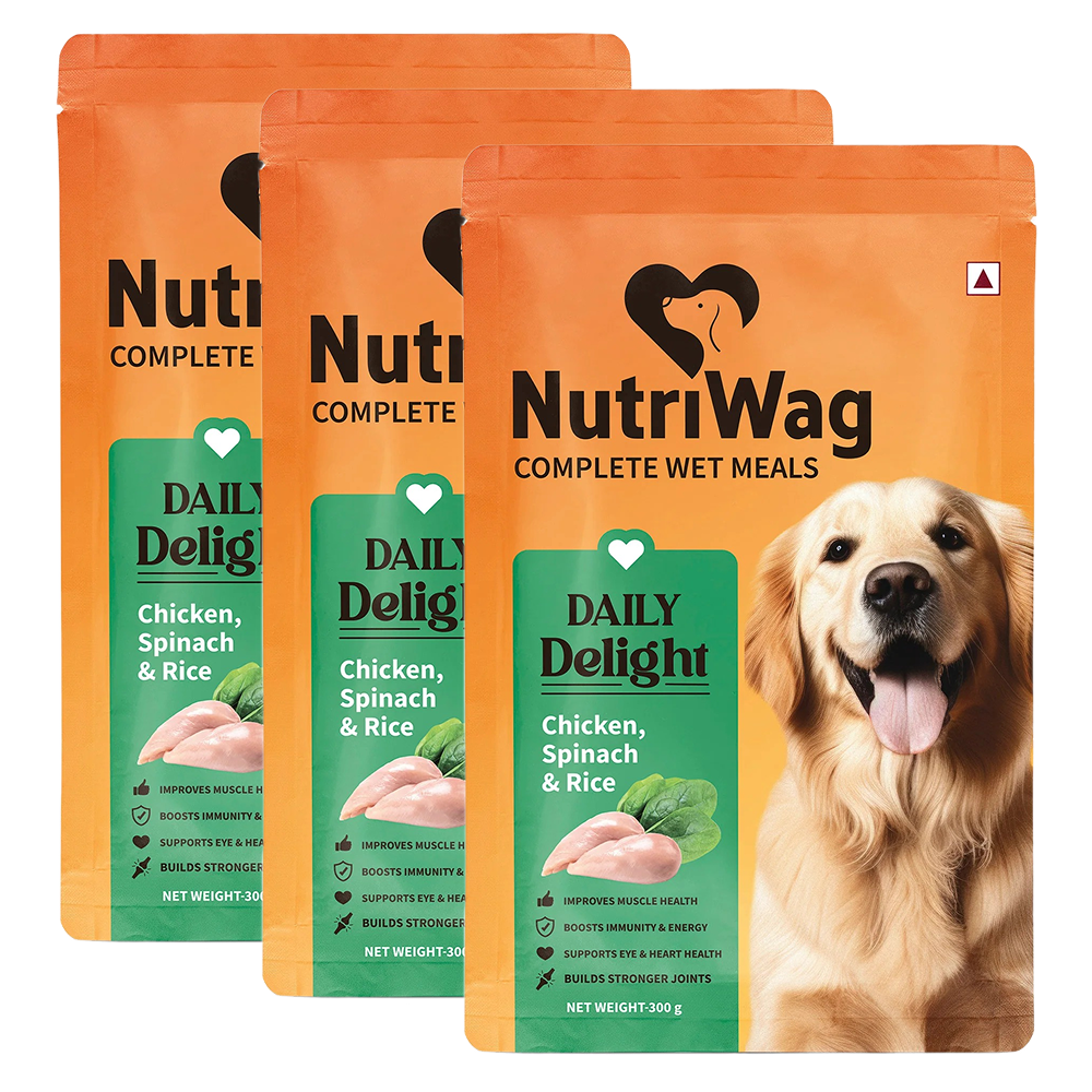 NutriWag Daily Delight Chicken, Spinach & Rice Dog Wet Food Dogs-Wet Food Heads Up for Tails 3x300g