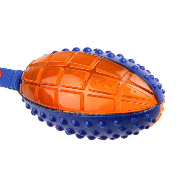 GiGwi Push To Mute Rugby Ball Toy for Dogs (Orange)