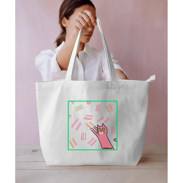 Hoomans Scratch Attack Tote Bag for Women (White)