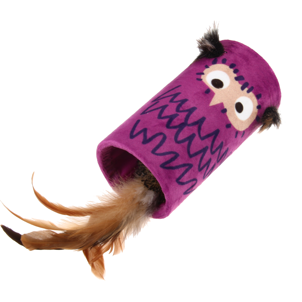 GiGwi Melody Tube Owl Toy for Cats (Violet & Brown) Cats-Toys GiGwi