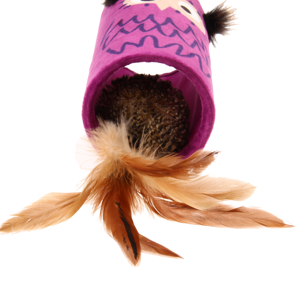 GiGwi Melody Tube Owl Toy for Cats (Violet & Brown) Cats-Toys GiGwi