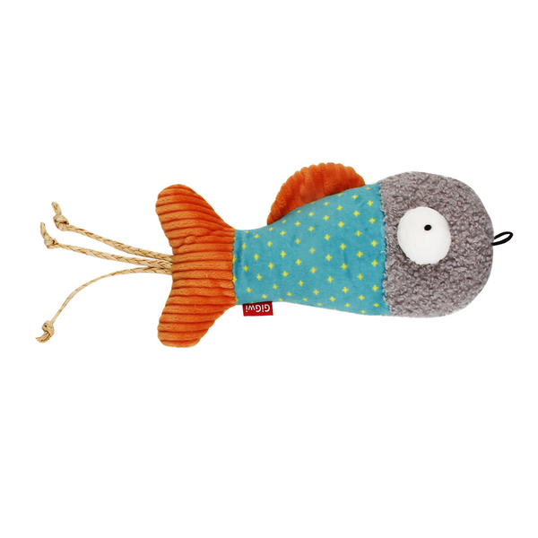 GiGwi Pillow Kicker Fish Toy for Cats (Blue/Grey)