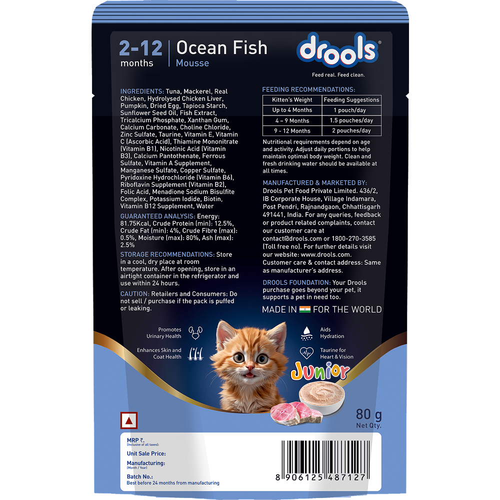 Drools Ocean Fish Mousse Kitten Cat Wet Food Cats-Wet Food Drools