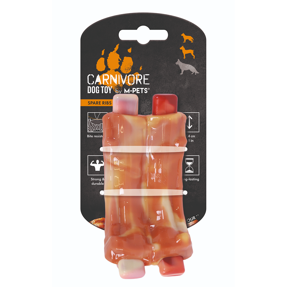 M Pets Carnivore Spare Ribs Bacon Scented Chew Toy for Dogs (Orange) Dogs-Toys M Pets 12cm