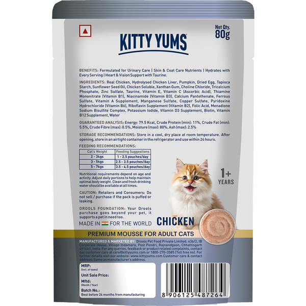 Kitty Yum Chicken Mousse Adult Cat Wet Food