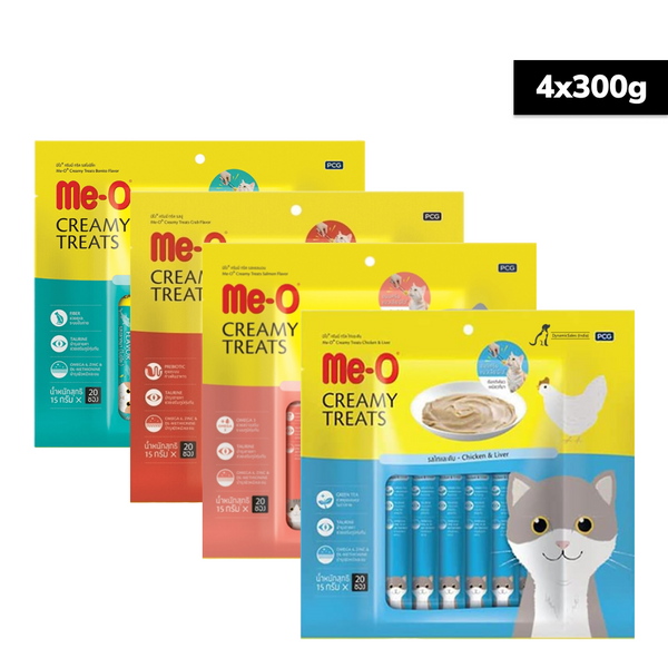 Me O Creamy Chicken & Liver, Crab, Salmon and Bonito Cat Treat Combo