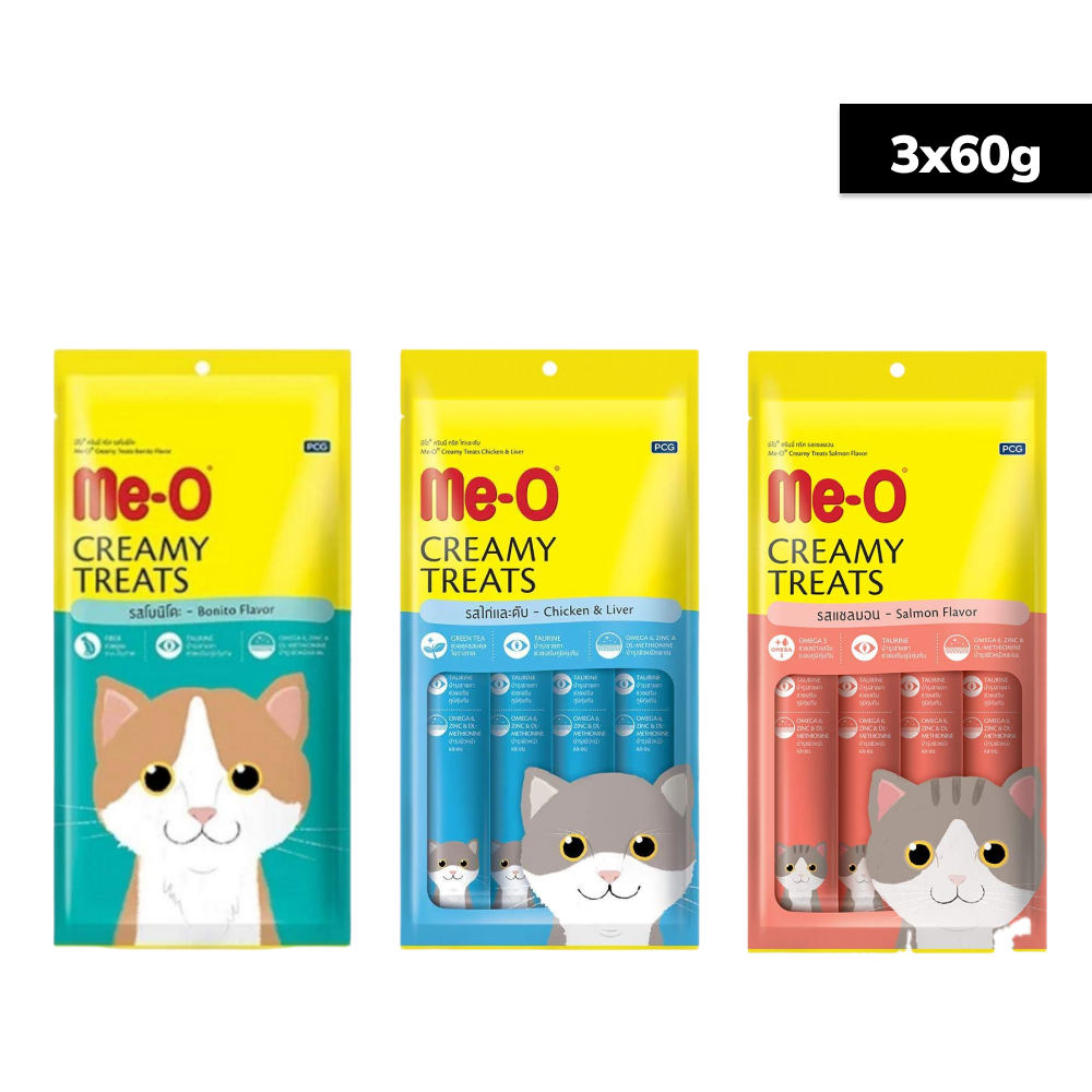 Me O Creamy Chicken & Liver, Salmon and Bonito Cat Treat Combo