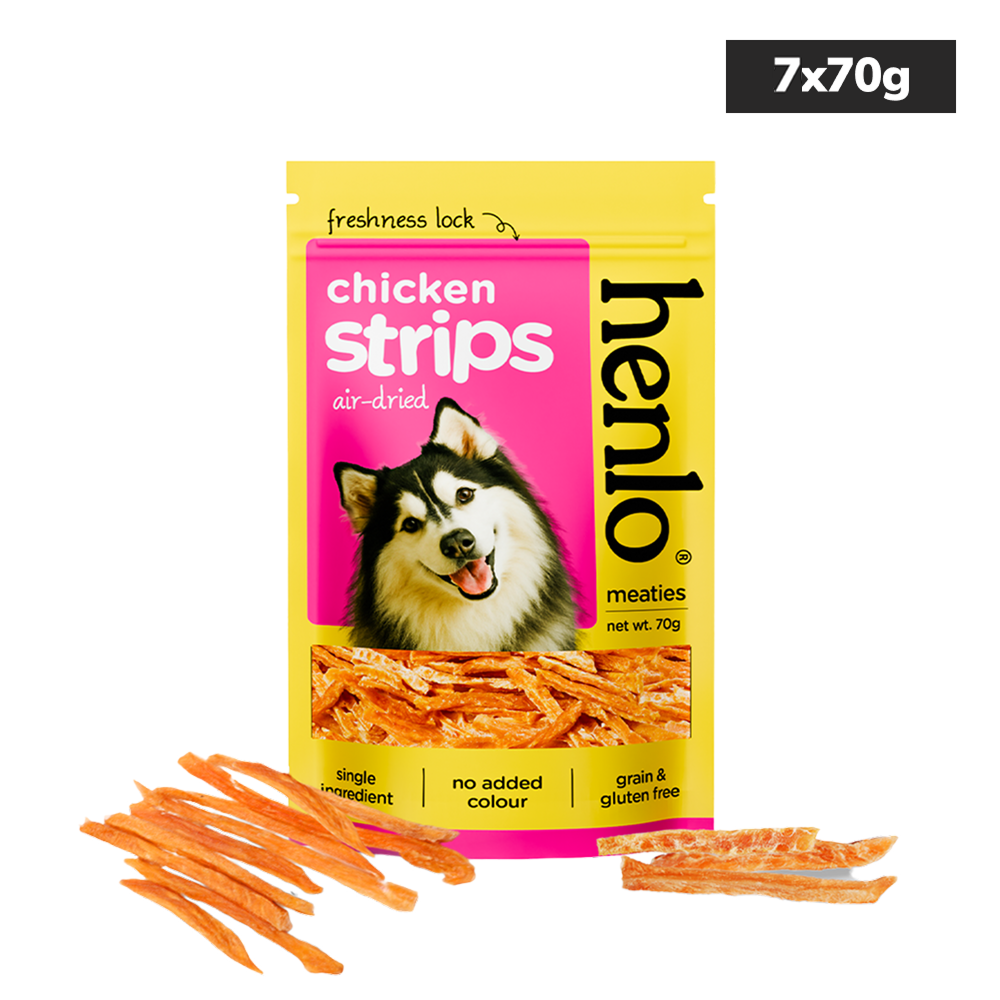 Henlo High Protein Air Dried Chicken Strips Dog Treats Dog Treats + Others Henlo 7x70g