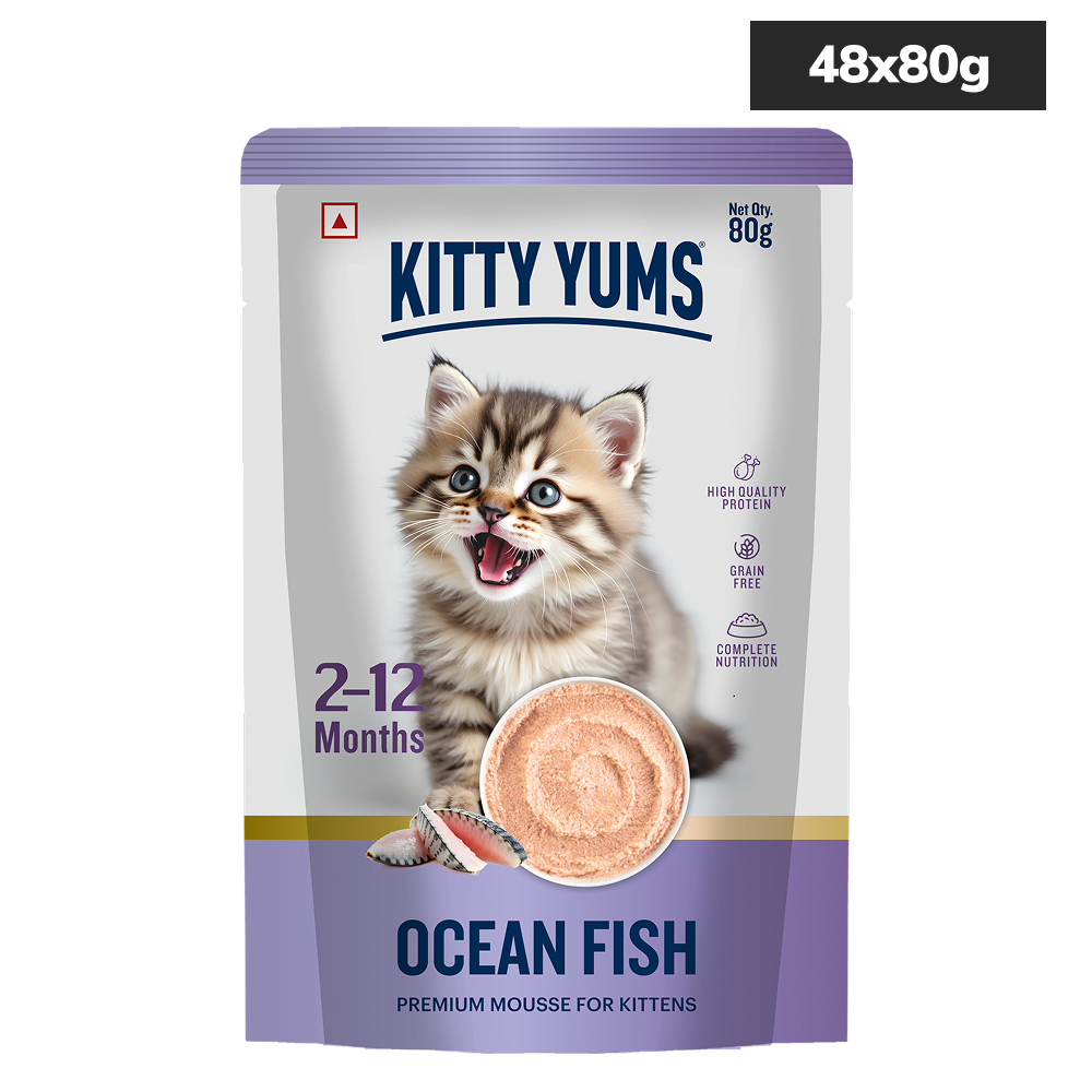 Kitty Yum Ocean Fish Mousse Kitten Cat Wet Food Cats-Wet Food Kitty Yums 48x80g