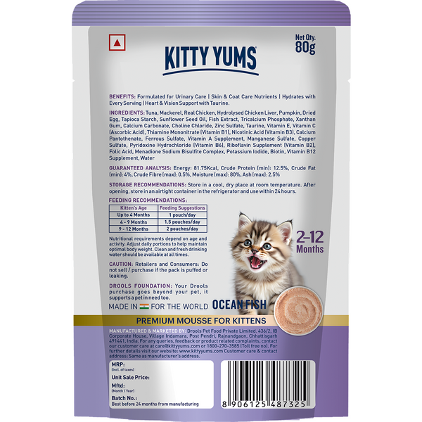 Kitty Yum Ocean Fish Mousse Kitten Cat Wet Food