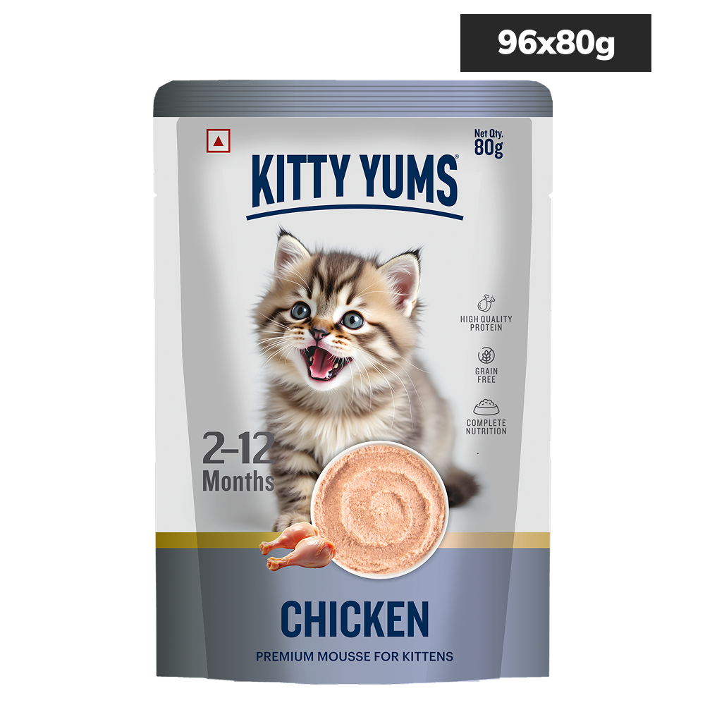 Kitty Yum Chicken Mousse Kitten Cat Wet Food Cats-Wet Food Kitty Yums 96x80g