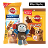 Pedigree Dentastix and Grilled Liver Treats with GiGwi Monkey Plush Toy Combo for Dogs Exclusive Combo Exclusive Combo 270g+70g+Toy