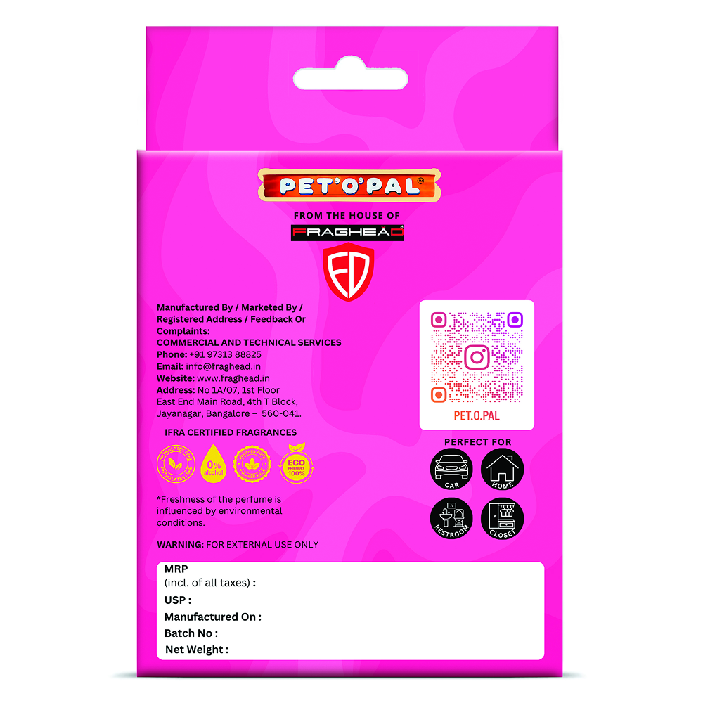 PET’O’PAL Rosy Nose Pet Safe Hanging Air Freshener for Car, Home & Pet Spaces Pet Parent-Home & Car PET’O’PAL