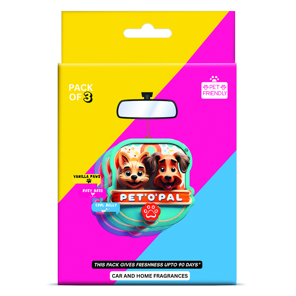 PET’O’PAL Rosy Nose,Cool Belly,Vanilla Paws Pet Safe Hanging Air Freshener for Car, Home & Pet Spaces Pet Parent-Home & Car PET’O’PAL Pack of 3