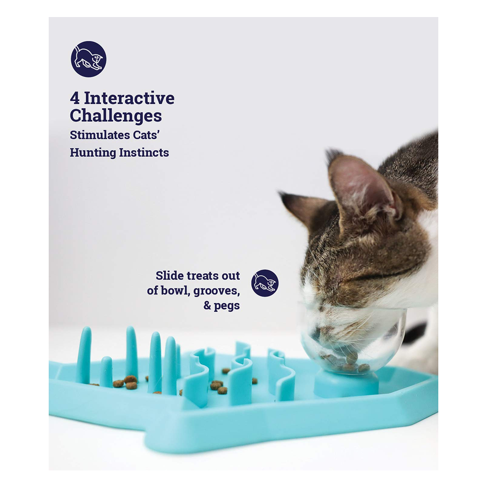 Petstages Hunt N Snack Mat Slow Feeder for Dogs and Cat (Blue) Both-Bowls & Feeders Petstages