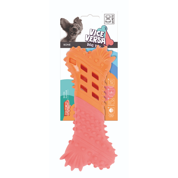 M Pets Vice Versa Bacon Scented Bone Toy for Dogs (Orange)