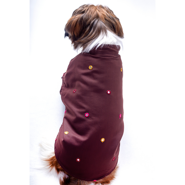 15 Furries Mirrorwork Kurta for Dogs (Chocolate Brown)