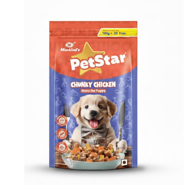 Mankind Petstar Chunky Chicken Gravy Puppy Dog Wet Food