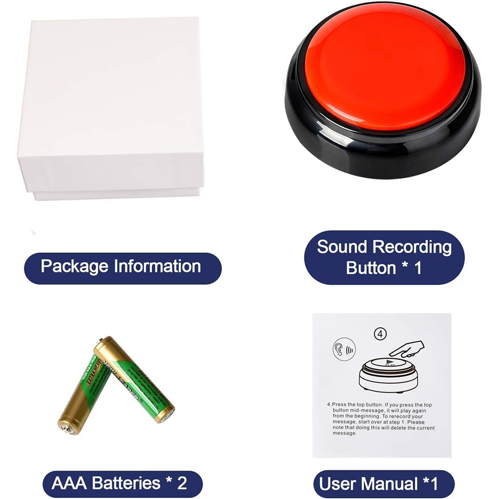 Pet Vogue Voice Recording Interactive Button for Dogs & Cats (Red) Dogs-Toys Pet Vogue