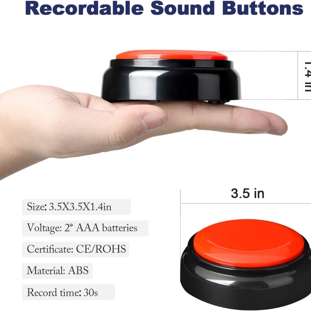 Pet Vogue Voice Recording Interactive Button for Dogs & Cats (Red) Dogs-Toys Pet Vogue