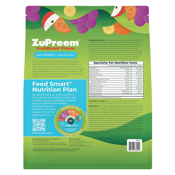 ZuPreem FruitBlend Flavor with Natural Flavors Avian Diets Large Bird Food