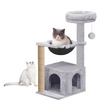 Furrlovers Cat Condo Activity Tree with Jute Scratcher, Hammock & Ball Toy (Grey) Cats-Toys Furrlovers Dropship