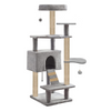 Furrlovers Fur Fabric Multilevel Activity Tree with Detachable Bed & Climbing Ladder for Cats (Grey) Cats-Toys Furrlovers Dropship 51x18x18in