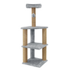 Furrlovers Three Floor Soft Fur Activity Cat Tree for Kittens & Cats with Scratching Post, Natural Sisal Rope & Hanging Ball (Grey) Cats-Toys Furrlovers Dropship 47in